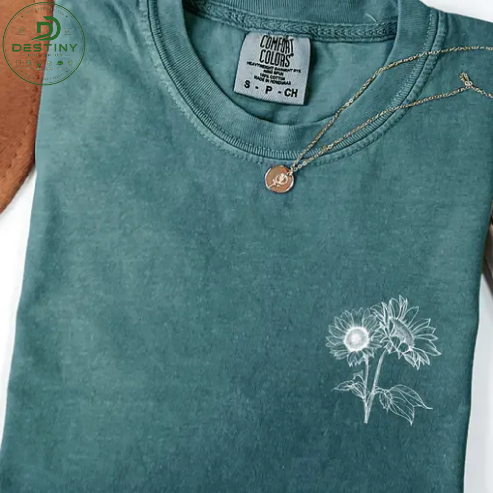 Comfort Colors Moss Green Vintage Sunflower Graphic T-Shirt 2026