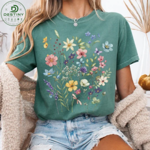 Comfort Colors Moss Green Watercolor Wildflower Graphic T-Shirt 2026 1 3 1