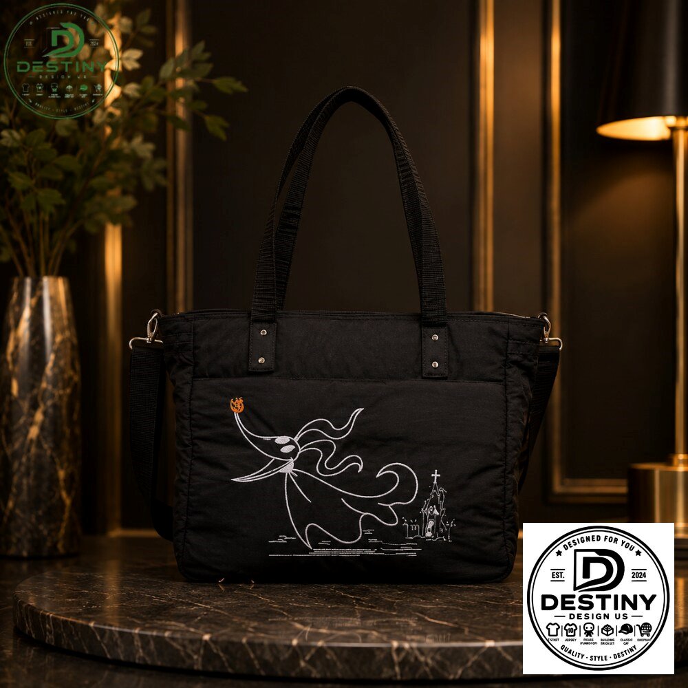 Jack Skellington The Nightmare Before Christmas Zero Graphic Black Canvas Tote Bag