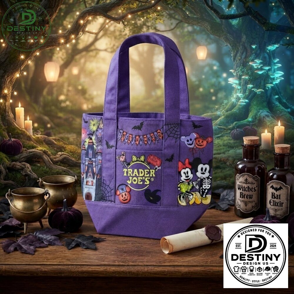 Trader Joes Disney Halloween Mickey Minnie Purple Canvas Mini Tote Bag 2026 Trader Joe's Disney Halloween Mickey Minnie Purple Canvas Mini Tote Bag – image 2 of 2