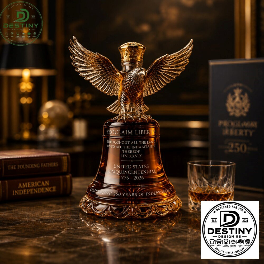 United States Sesquicentennial Liberty Bell Eagle Decanter Whiskey Bottle 1776-2026 4 United States Sesquicentennial Liberty Bell Eagle Decanter Whiskey Bottle 1776-2026