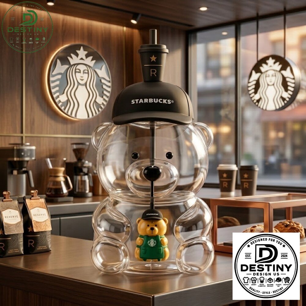 Starbucks Bearista In Black Hat Special Edition Glass Cup 5 Starbucks Bearista In Black Hat Special Edition Glass Cup