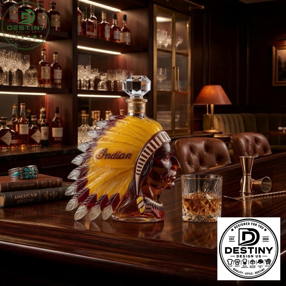Indian Motorcycle 1901 War Bonnet Heritage Whiskey Decanter Bottle 2026