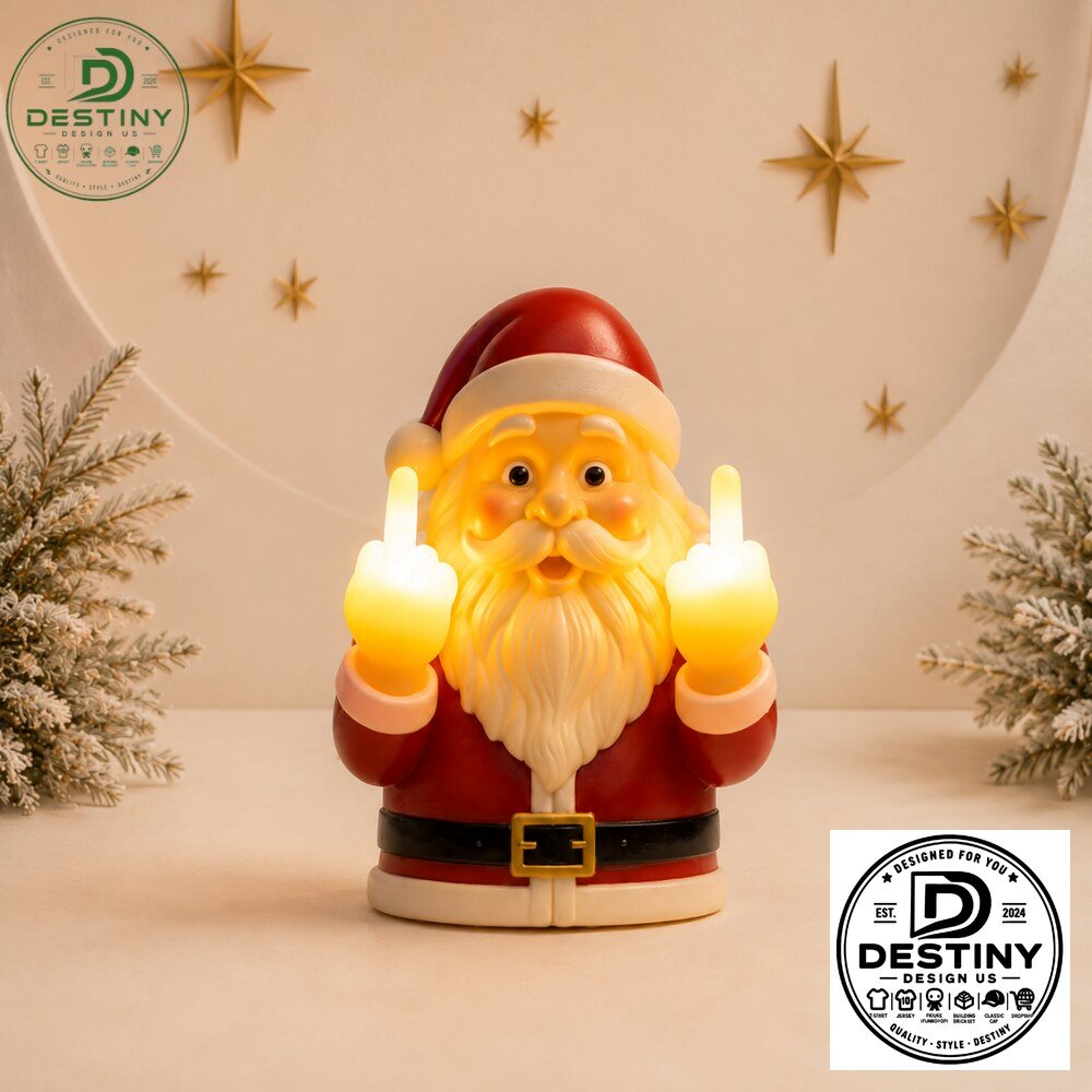 Funny Middle Finger Santa Claus Light Up Christmas Wall Decor 2026 Humorous Middle Finger Santa Claus LED Christmas Wall Art 2026 – image 3 of 3