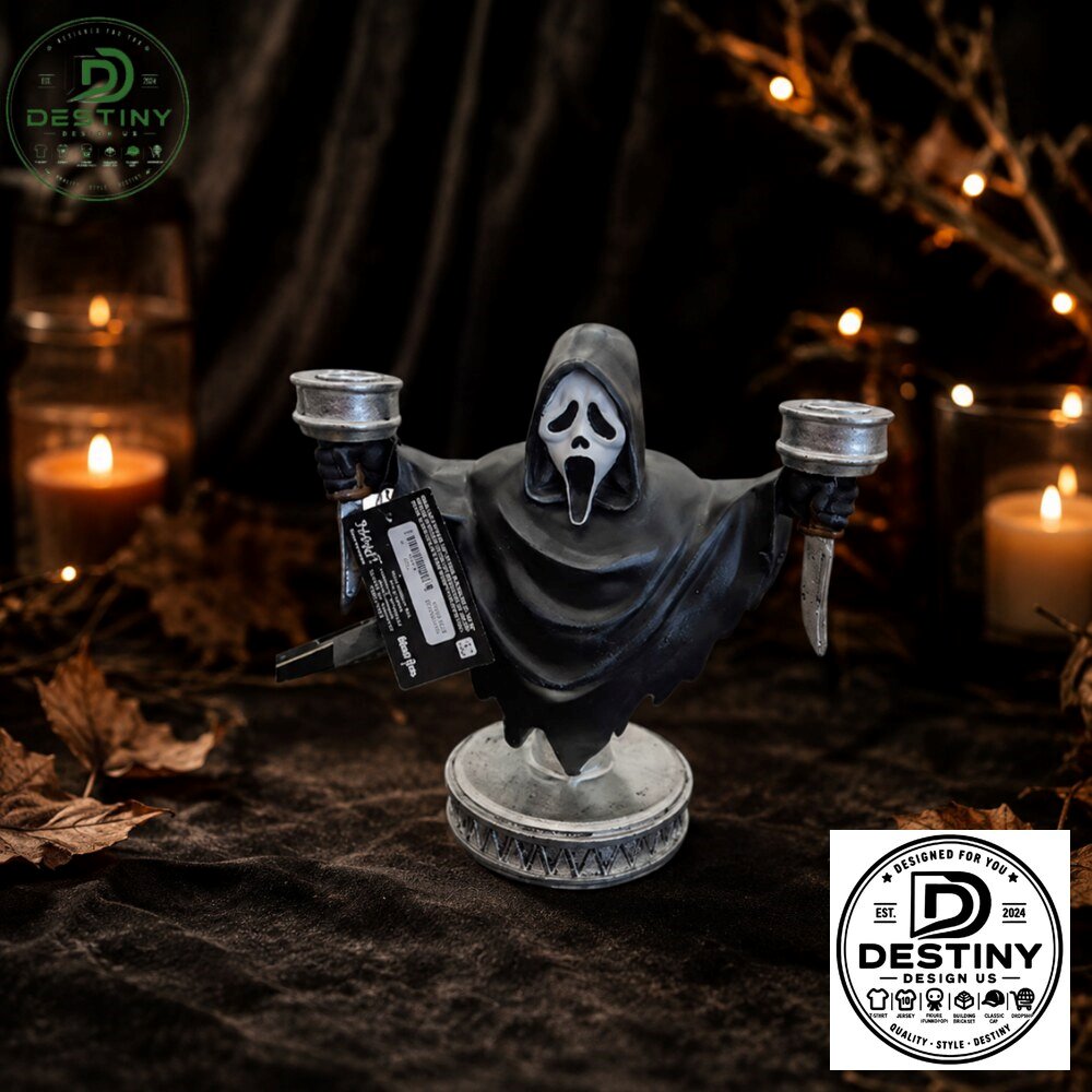 Ghostface Horror Movie Dual Knife Candle Holder Halloween Decor 2026