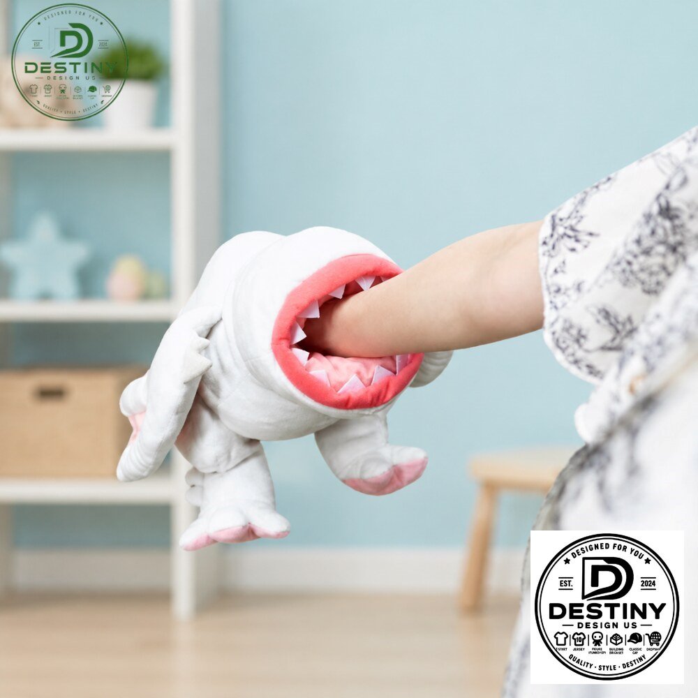 White Monster Hand Puppet Plush Toy with Pink Mouth 2026