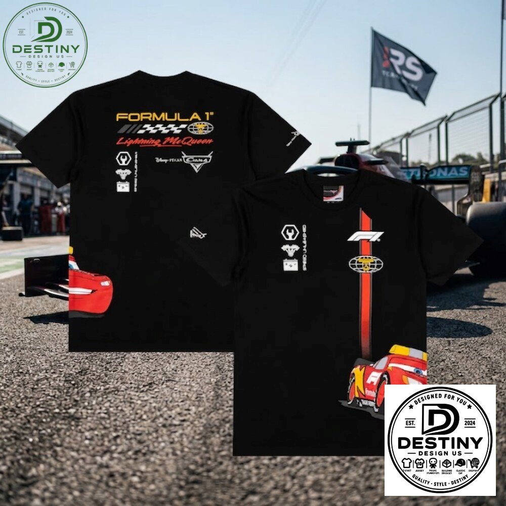 Formula 1 x Disney Pixar Cars Lightning McQueen Black Graphic T-Shirt 2026