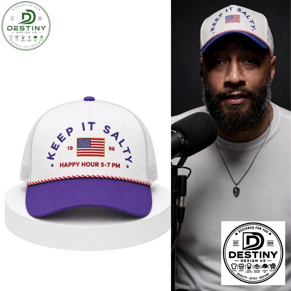 Keep It Salty Happy Hour US Flag Purple Trucker Hat 2026