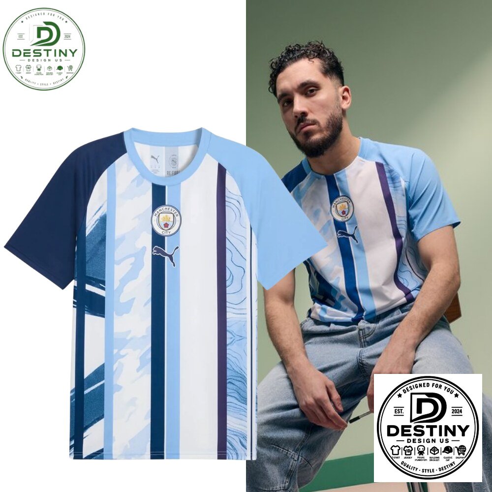 "2026 Merchandise: Man City Jersey, Darth Vader Tee, Pikachu Figurine" 58 Manchester City Vertical Stripes Graphic Soccer Jersey 2026