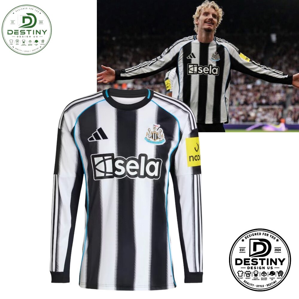 Newcastle United Vertical Stripes Long Sleeve Soccer Jersey 2026