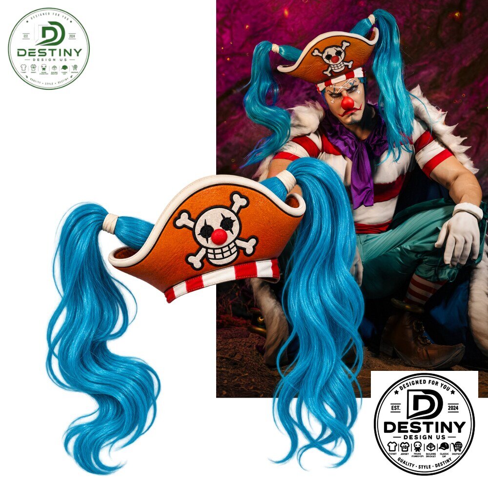 One Piece Buggy the Star Clown Cosplay Wig with Pirate Hat 2026