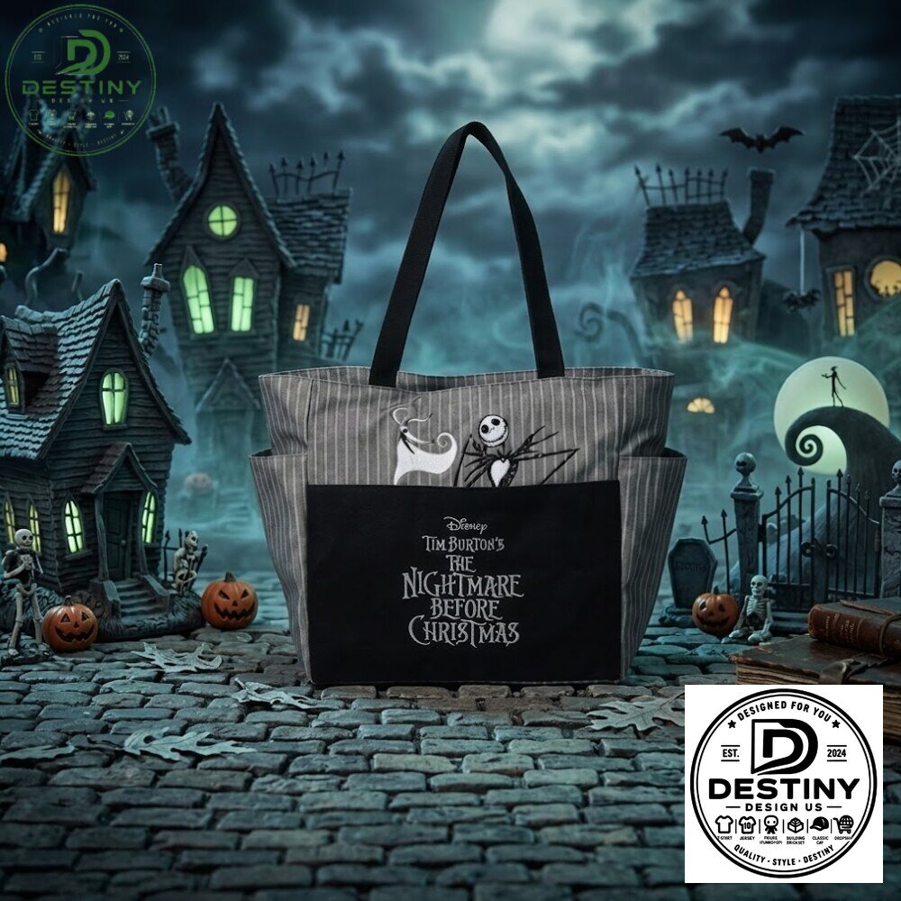 Disney Tim Burtons The Nightmare Before Christmas Striped Tote Halloween Bag 2026
