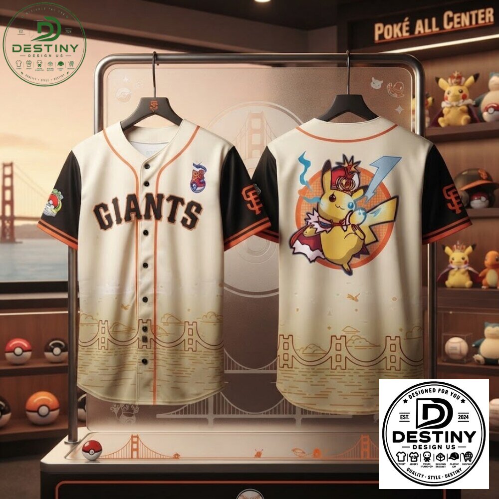 San Francisco Giants x Pokemon Pikachu Cream Baseball Jersey 2026