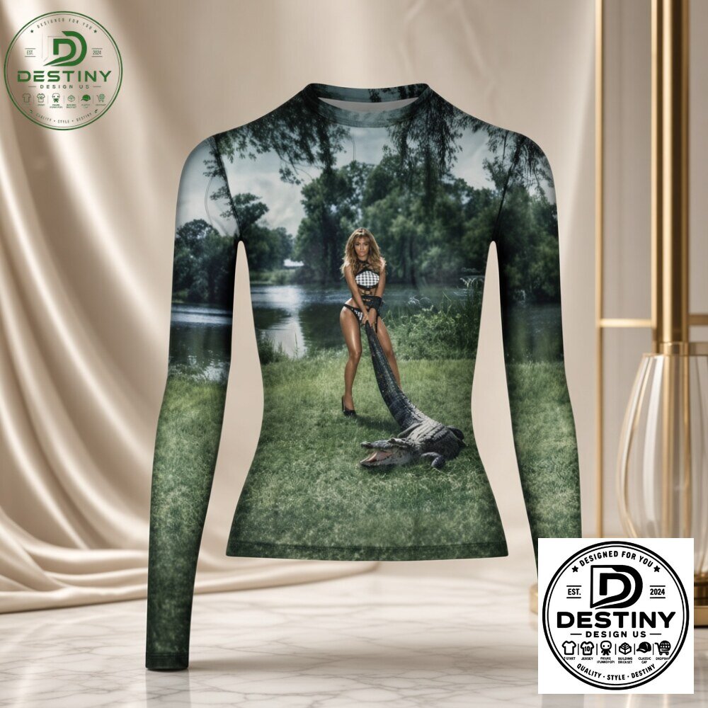 Beyonce Alligator Swamp Print Long Sleeve Crewneck Shirt 2026