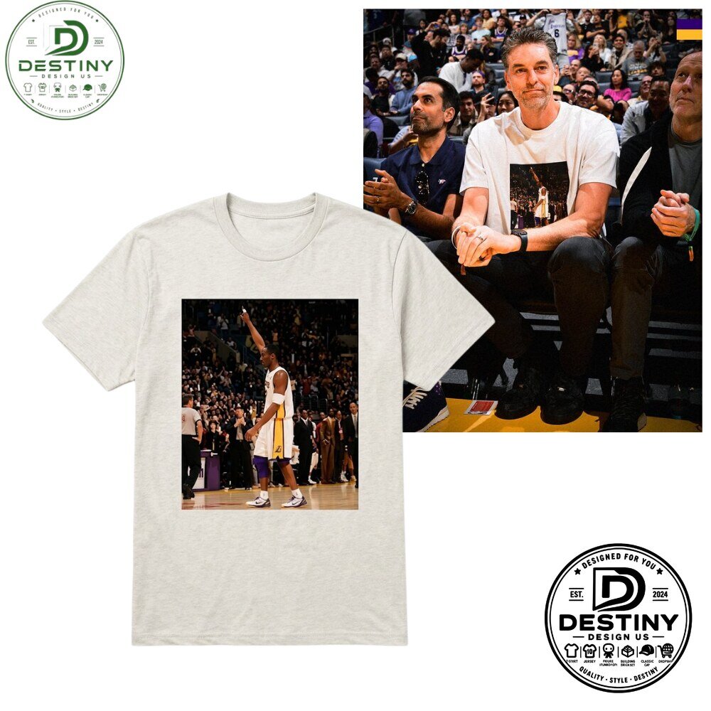 Pau Gasol Kobe Bryant Finger Point Tribute Graphic T-Shirt 2026