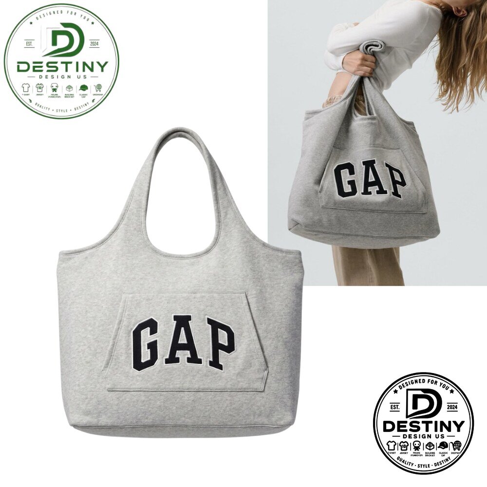 GAP Heather Grey Tote Bag with Front Pocket 2026