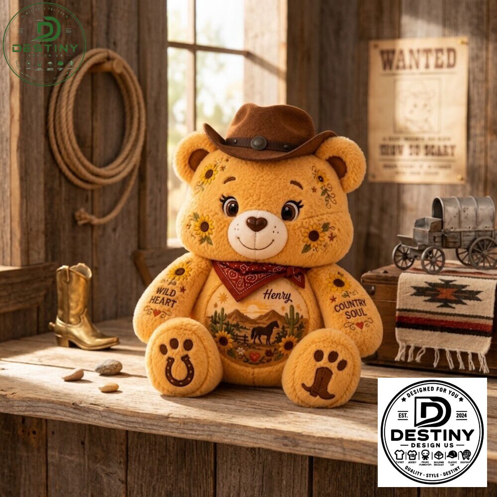 Country Soul Cowboy Sunflower Teddy Bear Plush Toy 2026