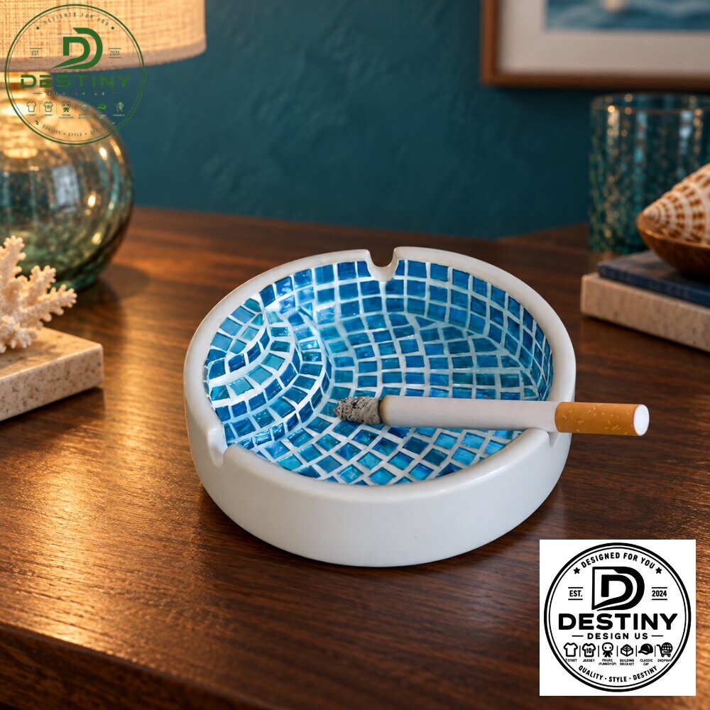 Blue Swimming Pool Tile Ceramic Ashtray 2026