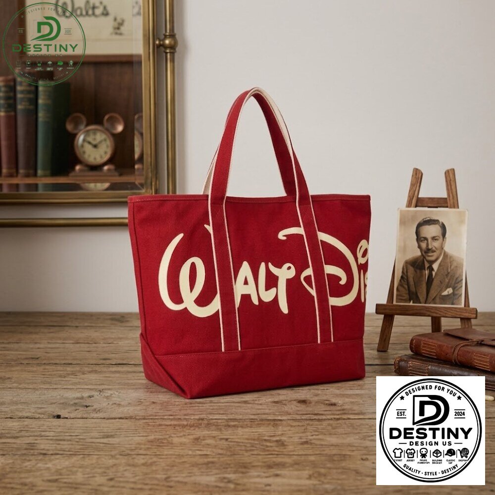 Walt Disney Signature Red Canvas Tote Bag 2026