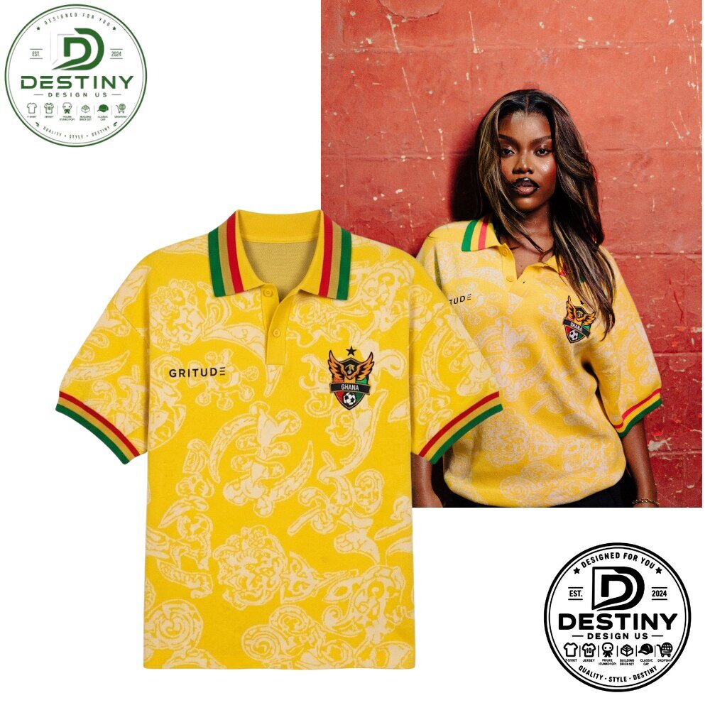 Ghana National Football Team Yellow Polo Shirt 2026